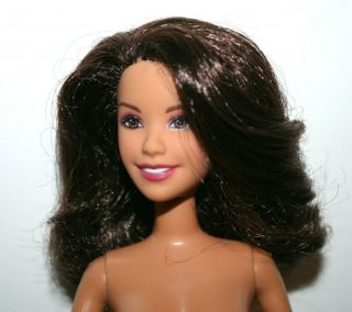 Barbie Doll Nude Petite Multiracial Brown Hair & Eyes Earrings Swing Legs Flaw 2