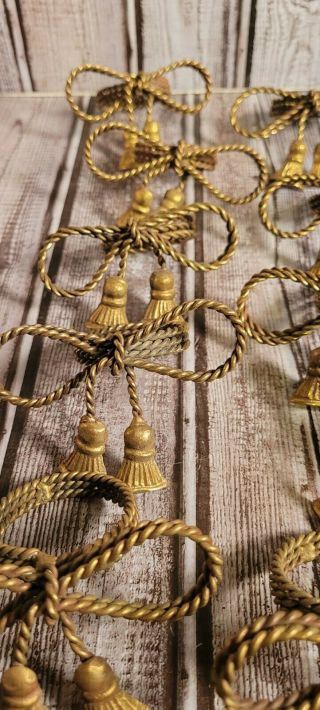 Vintage Brass Rope And Bow Napkin Rings Set Of 12