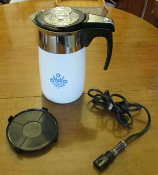 Vtg Blue Cornflower 10 Cup Electric Percolator Coffee Pot Mcm