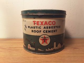Vintage  Texaco  Plastic Asphalt Roof Cement Five Lb.  Can