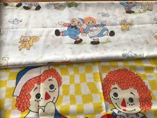 Vintage Raggedy Ann & Andy Twin - Sized Flat Sheet And A Pillow Case