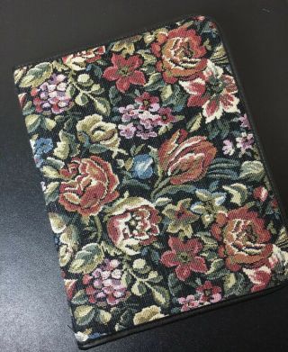 Day Planner 3 Ring Binder Avery Power Case Vintage Floral Tapestry Black Leather