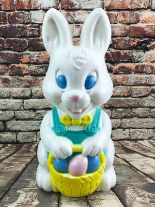 Vintage Blow Mold Easter Bunny W/ Basket 18.  5 " General Foam Plastics No Light