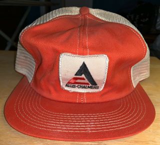 Vintage Allis - Chalmers K Brand Mesh Snapback Hat Cap Patch Usa