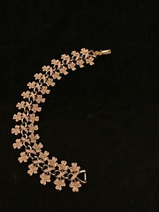 Vintage Signed Coro Pink Enamel Flower Bracelet