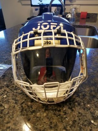 Jofa 390 Sr Senior Vintage Blue Hockey Helmet Size 55 - 62 With Mask & Chinstrap