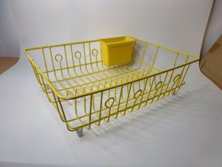 Vintage Rubbermaid Dish Rack Yellow Drainer Drying Coated Wire Lg 17 X 14”