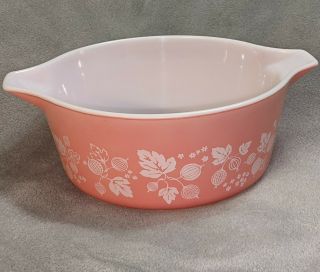 Vintage Pyrex Pink Gooseberry Cinderella Casserole Dish 475 2 1/2 Quart No Lid