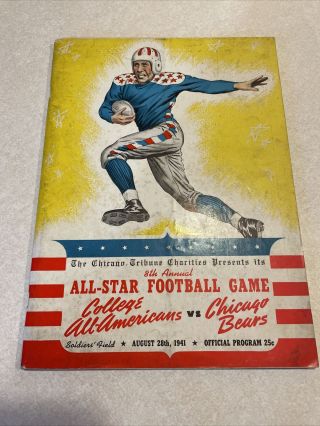 1941 Chicago Bears Vs College All Americans Rare Vintage Football Program