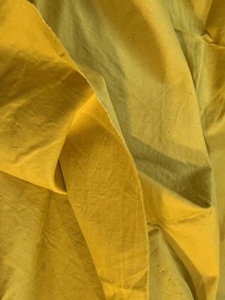 Coupon Tissu Ancien Coton Satiné Beau Jaune Antique Yellow Cotton Fabric Vintage