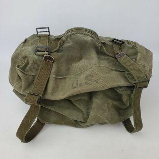Vintage Us Army Ww2 M - 1945 Field Cargo Pack Canvas Bag Military Od Green