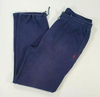 Vtg Polo Ralph Lauren Navy Blue Mens L Drawstring Sweatpants Cotton Usa Made