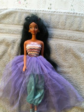 1992 Mattel Disney Aladdin Jasmine Barbie Doll With Outfit,  Repaired Neck