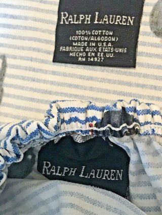Vintage Ralph Lauren Polo Bear Blue Stripe Twin Fitted & Flat Bed Sheets Set 3