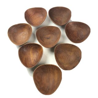 Vintage Wooden Teak Wood Salad Bowls Set Of 8 Bowls Wood Grain