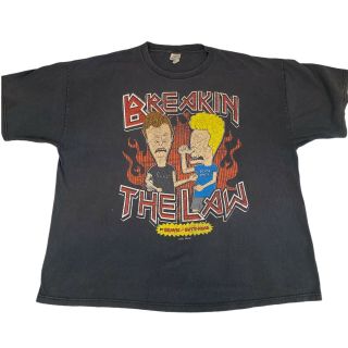 Vintage 90s Beavis And Butthead Breakin The Law Mtv Tee T Shirt Mens Size 2xl