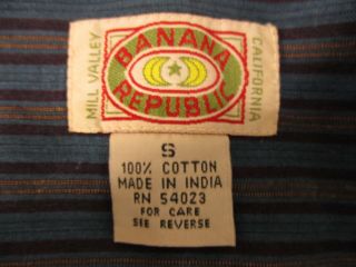 Banana Republic Mill Valley Vtg Mens Blue Stripe Long Sleeve Cotton Shirt S 3