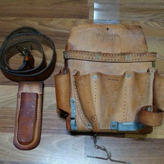 Vintage Craftsman 940487 Electricians Leather Tool Pouch Vise Grip Pouch W/ Belt