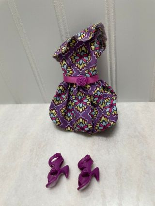 Liv Doll Spin Master Purple Dress With Multi Color Flower Design & High Heels