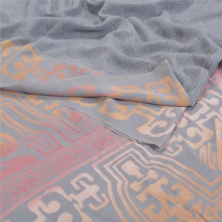Sanskriti Vintage Grey Sarees Pure Crepe Silk Printed Soft Fabric Craft Sari