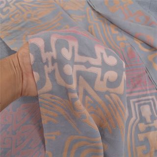 Sanskriti Vintage Grey Sarees Pure Crepe Silk Printed Soft Fabric Craft Sari 3