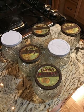 Vintage Bama Apple Butter Jars W/lids 6