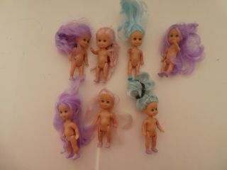 Bundle Of 7 5 " Dolls - Pink Blue And Blonde Hair