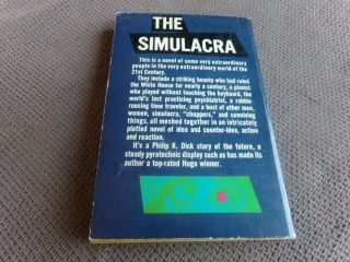 The Simulacra Philip K.  Dick Ace PB F - 301 1964 1st printing Sci Fi Ed Emsh art 3