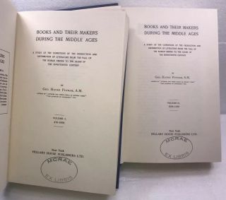 1962 2 Vol Set Books And Their Makers In The Middle Ages By Gh Putnam Slipcase