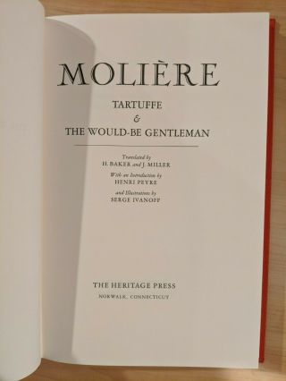 Tartuffe & The Would - Be Gentleman By Moliere (heritage Press) - Hc W/ Slip Cover