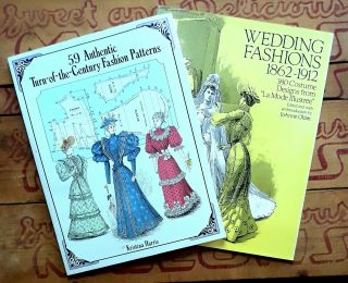 ☆ 2 Vintage Dover Turn Of The Century Wedding Fashions Patterns Books Dresses Vg