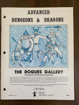 The Rogues Gallery Tsr Advanced Dungeons & Dragons 1980 Ex