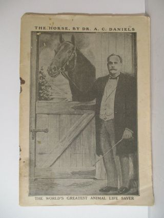 1924 The Horse By Dr.  A.  C.  Daniels Booklet Veterinary Medicines Cows Etc.