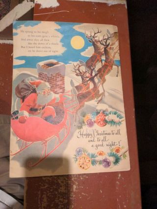 Vintage The Night Before Christmas 1949 Merrill Publishers Linen Book 3