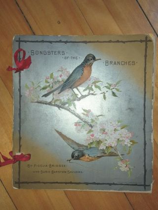 1886 Hand Bound Book Of Bird Poems & Chromolithographs Boston Rare