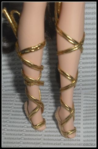 Shoes Barbie Doll Elizabeth Taylor Faux Gold Flat Tie Shoes Accessory Clothing