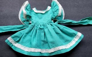 Vintage Vintage Turquoise Doll Dress With Lace Trim Fits 16 " Dolls Toni Ect