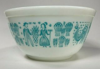 Vintage Pyrex Amish Butterprint Small Mixing Bowl Turquoise White 402,  1 1/2 Qt