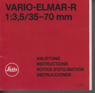 Leica,  Leitz,  Vario - Elmar - R 1:3,  5/35 - 70mm,  Instructions