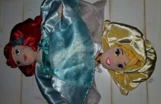 Disney Parks Topsy Turvy Ariel And Aurora Flip Doll 15”