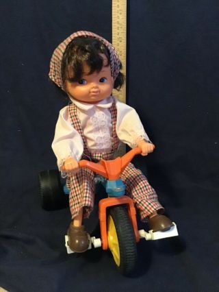 Playmates 1978 Pull Toy Doll On Tricycle