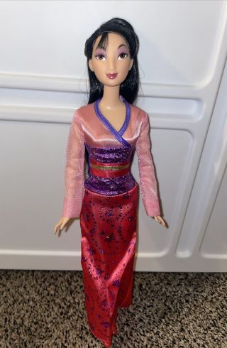 Disney Mulan Sparkling Princess Barbie Doll Pink Purple Dress - Mattel -