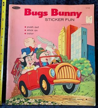 Vintage 1966 Bugs Bunny Porky Pig Elmer Fudd Sticker Book Whitman 60s