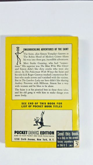 Enter the Saint by Leslie Charteris 1944 Pocket Books 1st Printing Paperback 2