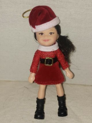 Barbie Kelly Chelsea Doll Euc Christmas Ornament Girl Red Dress