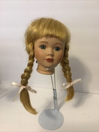 Light Blond Doll Wig,  Pigtails,  Braids,  Bangs Appx Size Apprx 9 ” (w 12) No Doll