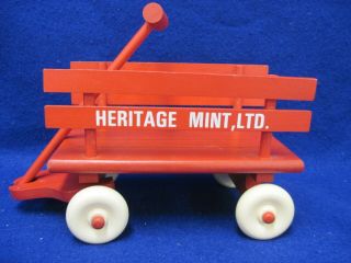 Heritage Wood Doll Teddy Bear Wagon 12.  5 " X 6 " X 5 " Red White