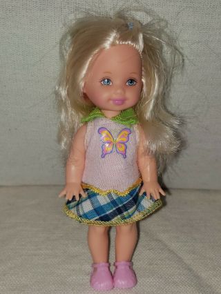 Barbie Kelly Chelsea Doll Euc Blonde Butterfly Dress