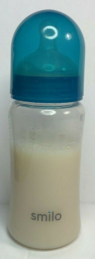 8 Oz Smilo Reborn Baby Bottle With Fake Formula Milk - Blue
