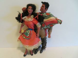Vintage Mexican Dolls Mexico Souvenir Folk Art Man Woman Couple Man Boots Spurs